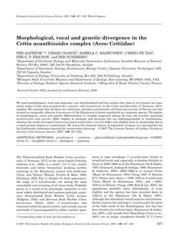 Morphological, Vocal and Genetic Divergence in the Cettia Acanthizoides Complex (Aves: Cettiidae)