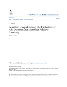 Equality in Sheep's Clothing: the Mplici Ations of Anti-Discrimination Norms for Religious Autonomy Brett .G Scharffs