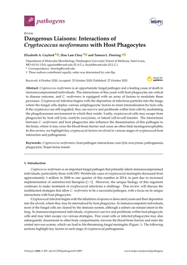 Interactions of Cryptococcus Neoformans with Host Phagocytes