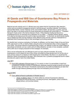 Al Qaeda and ISIS Use of Guantanamo Bay Prison in Propaganda and Materials