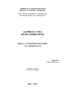 Azərbaycanda Kiçik Sahibkarlıq 8 Small Entrepreneurship in Azerbaijan 3