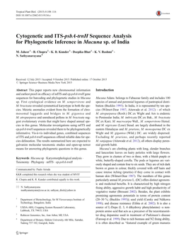 Cytogenetic and ITS-Psba-Trnh Sequence Analysis for Phylogenetic Inference in Mucuna Sp