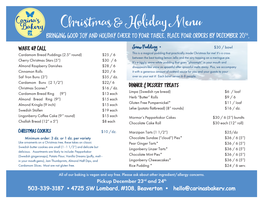 Carinas 2019-09 Christmas Catering Menu