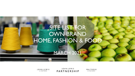 Site List for Own Brand Home, Fashion & Food