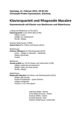 Quartett Für Klavier, Violine, Viola Und Violoncello Nr