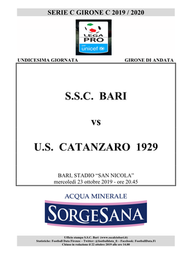 S.S.C. BARI Vs U.S. CATANZARO 1929