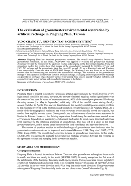 The Evaluation of Groundwater Environmental Restoration by Artificial Recharge in Pingtung Plain, Taiwan