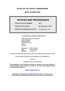 NOTICES and PROCEEDINGS 2 September 2015