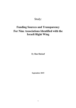 Study: Funding Sources and Transparency for Nine Associations Identified with the Israeli Right Wing