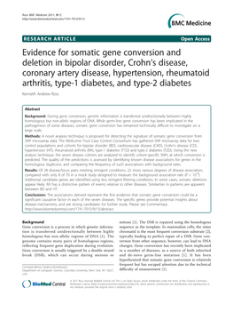 Evidence for Somatic Gene Conversion and Deletion in Bipolar Disorder