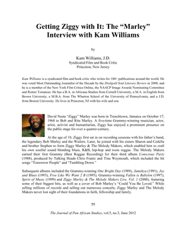 Getting Ziggy with It: the “Marley” Interview with Kam Williams
