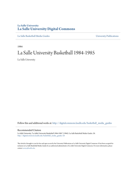 La Salle University Basketball 1984-1985 La Salle University