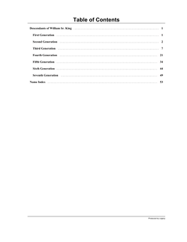 KING Family Descendant Register Report