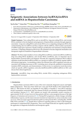 Epigenetic Associations Between Lncrna/Circrna and Mirna in Hepatocellular Carcinoma