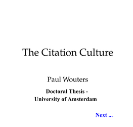 The Citation Culture