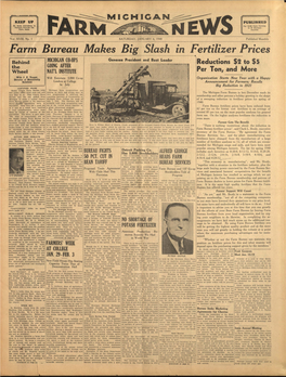 Farm Bureau Makes Big Sla I Genesee President and Beet Loader • Behind MICHIGAN CO-OPS I the GOING AFTER Wheel NAT'l INSTITUTE I with J