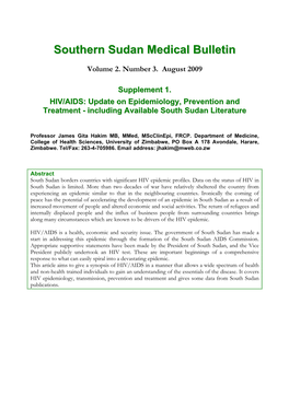 Southern Sudan Medical Bulletin Vol 2