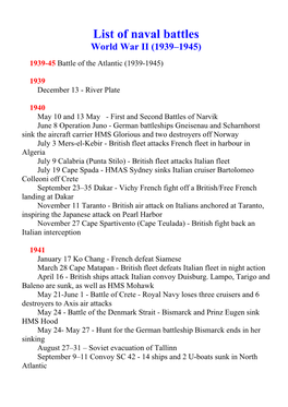 List of Naval Battles World War II (1939–1945)