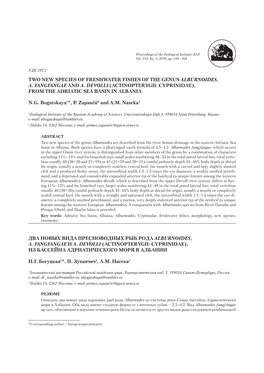 Two New Species of Freshwater Fishes of the Genus Alburnoides, A