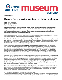 Reach for the Skies on Board Historic Planes