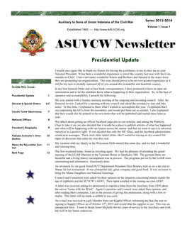 ASUVCW Newsletter