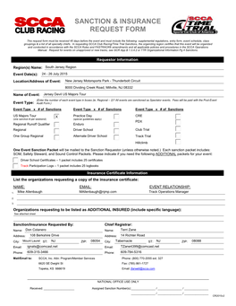 Sanction & Insurance Request Form