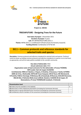D2.1 Common Protocols and Reference Standards for Selected