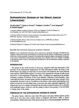 Supraspecific Division of the Genus Juncus (Juncaceae)