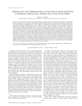 Carabidae: Harpalinae): Testing the Taxon Pulse Model