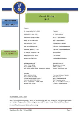 Council Meeting No. 8 Electoral Period