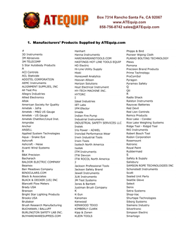 Atequip List of Manufacturers