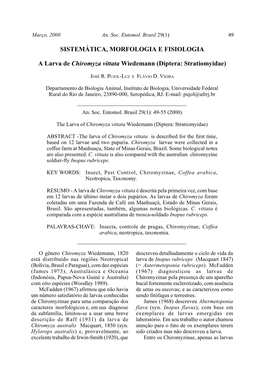 SISTEMÁTICA, MORFOLOGIA E FISIOLOGIA a Larva De Chiromyza