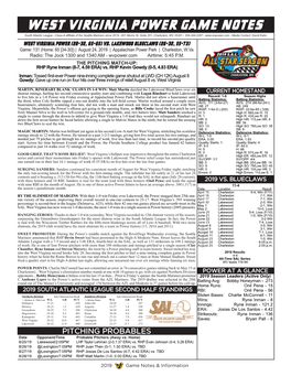 West Virginia Power Game Notes