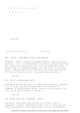 Mulholland Drive Screenplay