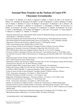 Seasonal Mass Transfer on the Nucleus of Comet 67P/ Chuyumov-Gerasimenko