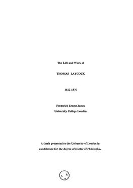 The Life and Work of Thomas LAYCOCK 1812-1876 Frederick