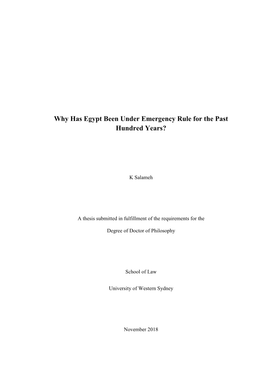 Why Has Egypt Been Under Emergency Rule for the Past Hundred Years?