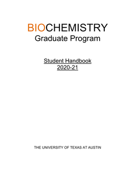 Biochemistry Graduate Student Handbook