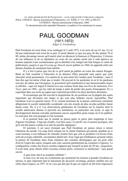 PAUL GOODMAN (1911-1972) Edgar Z