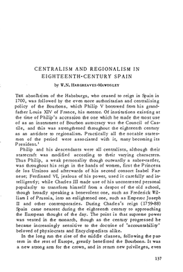 Centralism and Regionalism in Eighteenth-Century Spain