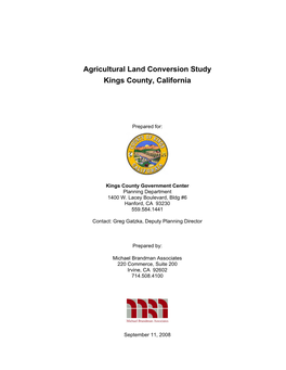 Agricultural Land Conversion Study Kings County, California