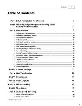 Table of Contents