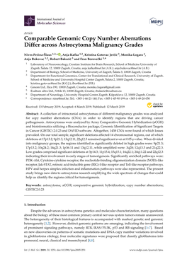 Comparable Genomic Copy Number Aberrations Differ Across Astrocytoma Malignancy Grades