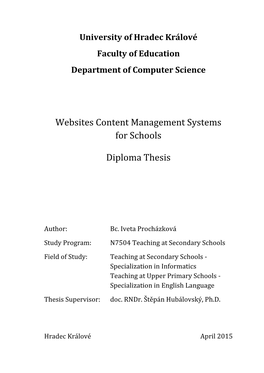 Websites Content Management Systems for Schools Diploma Thesis