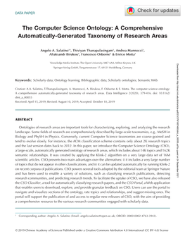 The Computer Science Ontology: a Comprehensive Automatically-Generated Taxonomy of Research Areas