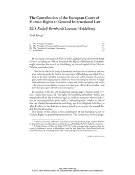 The Contribution of the European Court of Human Rights to General International Law