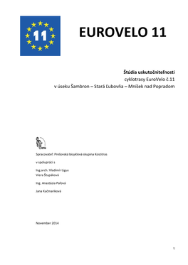 Štúdia Uskutočniteľnosti Cyklotrasy Eurovelo Č.11 V Úseku Šambron – Stará Ľubovňa – Mníšek Nad Popradom