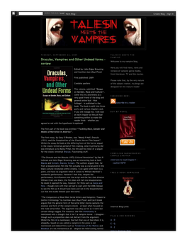 Draculas, Vampires and Other Undead Forms – Review