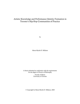Artistic Knowledge and Performance Identity Formation in Toronto's Hip