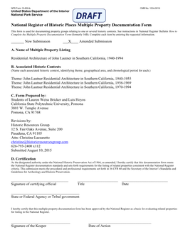 National Register of Historic Places Multiple Property Documentation Form